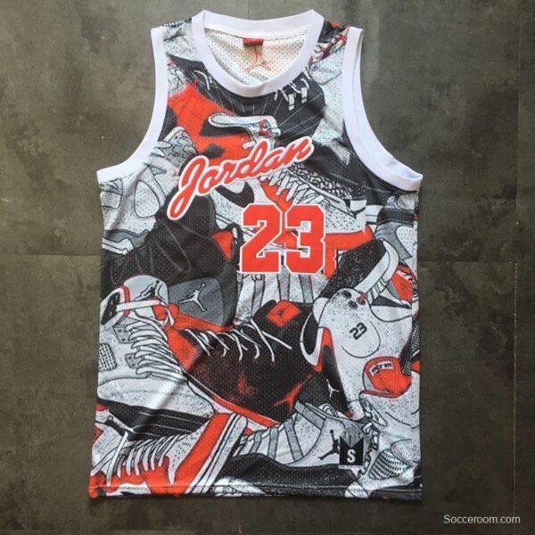Men's Michael Jordan Gray And Red Retro Classic Team Jersey - Image 3