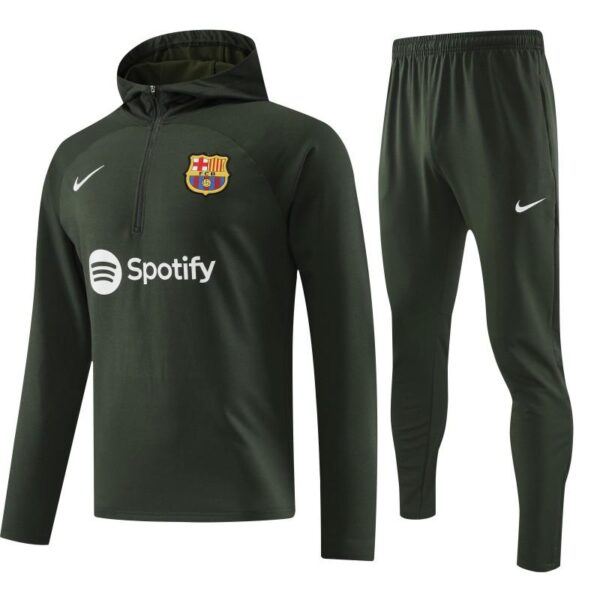 23/24 Barcelona Dark Green Hoodie Half Zipper Jacket+ Pants