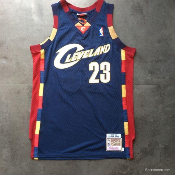 Men's LeBron James Navy Blue Retro Classic Team Jersey - Image 4