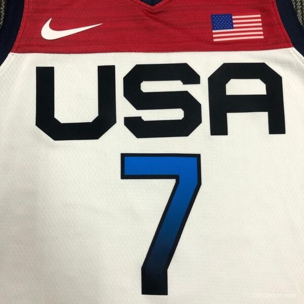 Thai Version Men's Kevin Durant White USA Basketball Player Jersey - Image 10