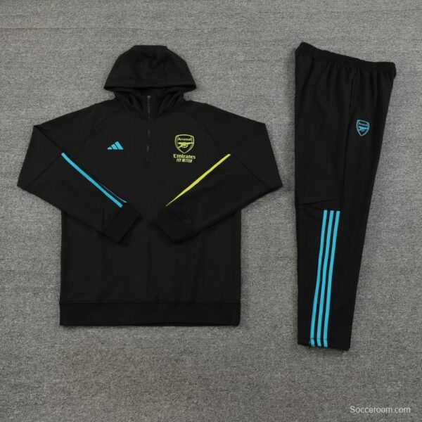 23/24 Arsenal  Black Hoodie Half Zipper Jacket+ Pants - Image 3