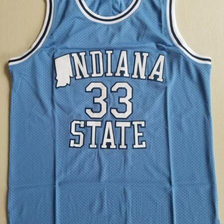 Larry Bird 33 Indiana State College Light Blue Basketball Jersey