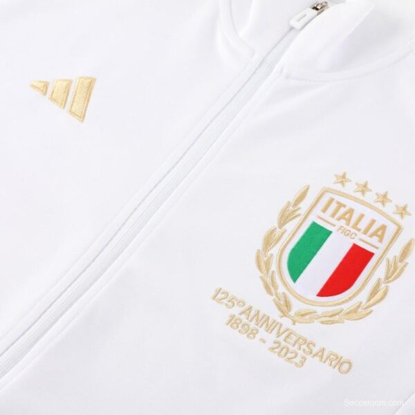 2023 Italy 125th Anniversary White Full Zipper Hooide Jacket+Pants - Image 7