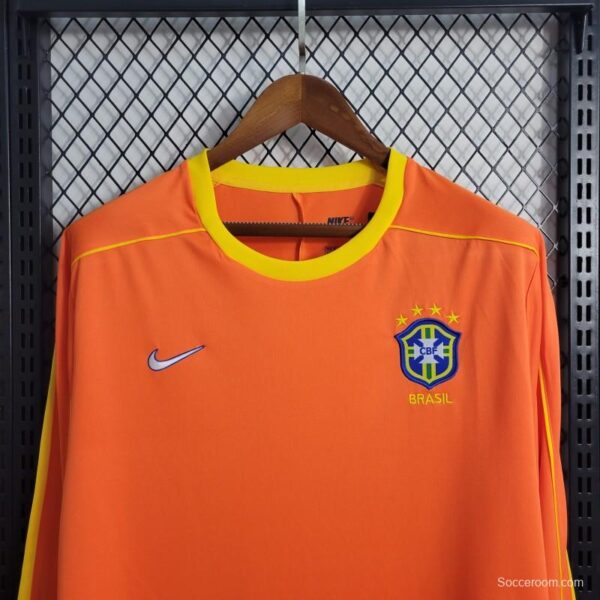 Retro Long Sleeve 1998 Brazil Goalkeeper Orange Jersey - Image 9