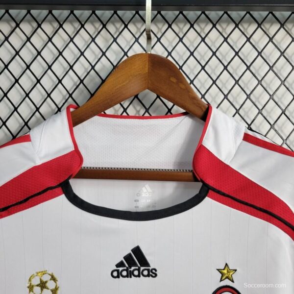 Retro Long Sleeve 2006-07 AC Milan Away White Jersey - Image 7