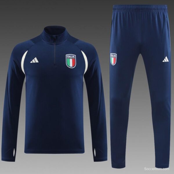 2023 Italy Navy Half Zipper Jacket +Pants - Image 9