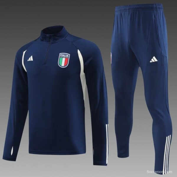 2023 Italy Navy Half Zipper Jacket +Pants - Image 6