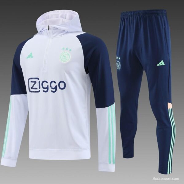 23/24 Ajax White Hoodie Full Zipper Jacket+Pants - Image 10
