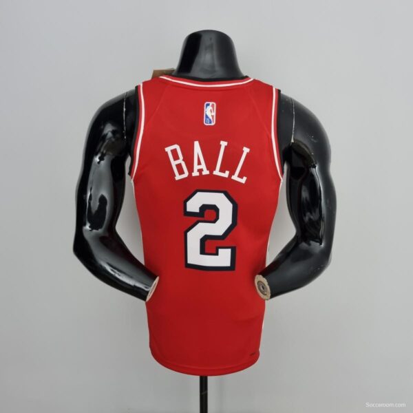 75th Anniversary 2022 Season Chicago Bulls BALL #2 City Edition Red NBA Jersey - Image 4