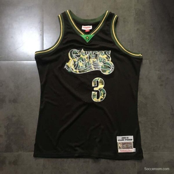 Men's Allen Iverson Black Retro Classic Team Jersey - Image 2