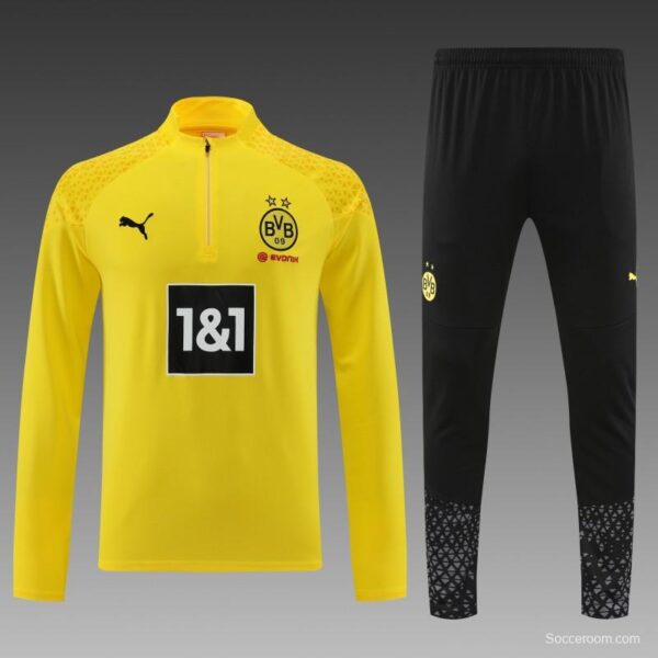 23/24 Borussia Dortmund Yellow Half Zipper Jacket+ Pants - Image 8