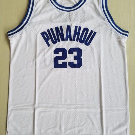EJ Barack Obama 23 Punahou High White Basketbal Jersey