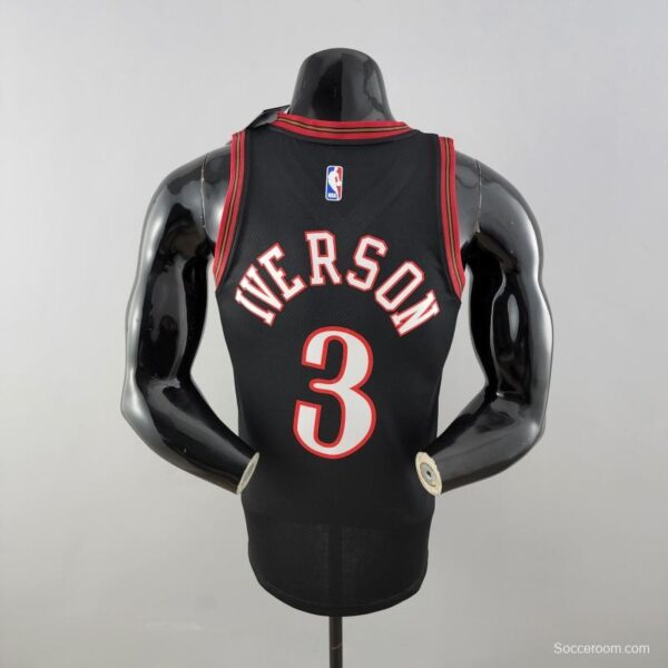Retro Philadelphia 76ers Iverson #3 Big Meteor Black NBA Jersey - Image 4