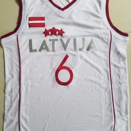 Kristaps Porzingis 6 Latvija White Basketball Jersey