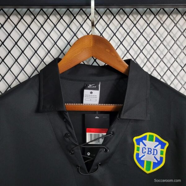 Retro 2004 Brazil Special Edition Black Long Sleeve Jersey - Image 5