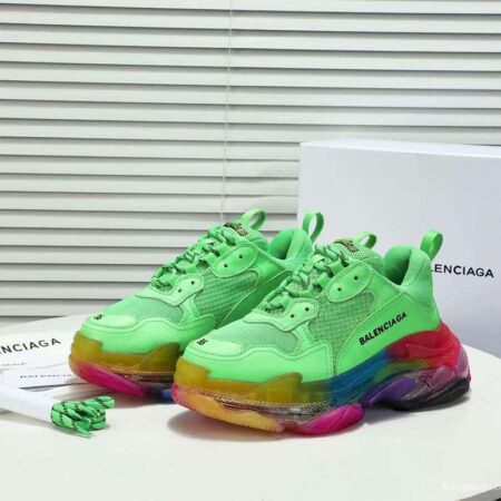 Men/Women Balenciaga Triple S MutiColor Clear Sole Green Sneaker Item 6380400