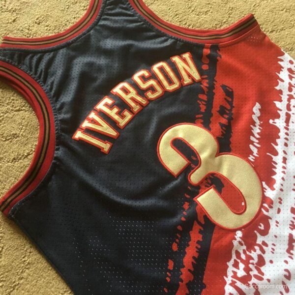 Men's Allen Iverson Black And White Retro Classic Team Jersey - Image 10