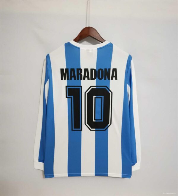 Retro 1986 Argentina Home Long Sleeve Jersey - Image 8