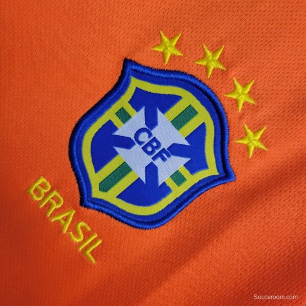 Retro Long Sleeve 1998 Brazil Goalkeeper Orange Jersey - Image 3