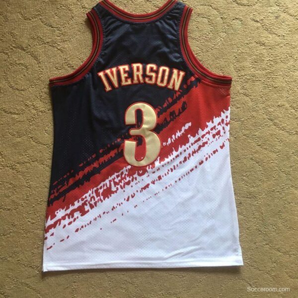 Men's Allen Iverson Black And White Retro Classic Team Jersey - Image 11