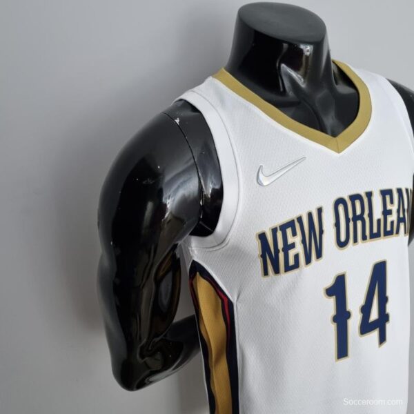 75th Anniversary New Orleans Pelicans Ingram #14 White NBA Jersey - Image 6