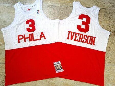 Men's Allen Iverson White And Red Retro Classic Team Jersey