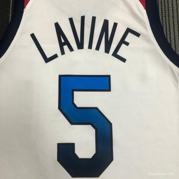 Thai Version Men's Zach LaVine White USA Basketball Player Jersey - Image 4