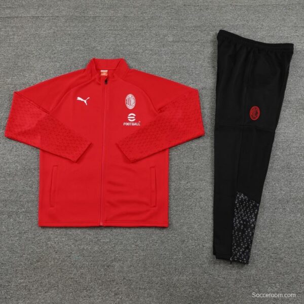 23/24 AC Milan Red Half Zipper Jacket +Pants - Image 7
