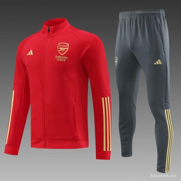 23/24 Arsenal Red Full Zipper Jacket+Pants - Image 6