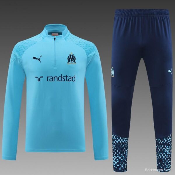 23/24 Olympique Marseille Blue Half Zipper Jacket+ Pants - Image 7