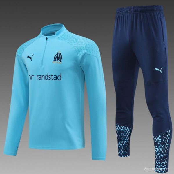 23/24 Olympique Marseille Blue Half Zipper Jacket+ Pants - Image 9