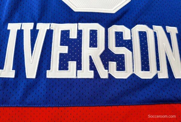 Men's Allen Iverson Blue And Red Retro Classic Team Jersey - Image 3