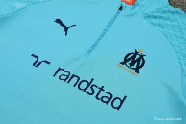 23/24 Olympique Marseille Blue Half Zipper Jacket+ Pants - Image 2