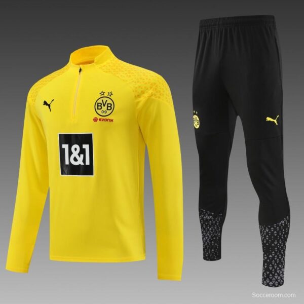 23/24 Borussia Dortmund Yellow Half Zipper Jacket+ Pants - Image 7
