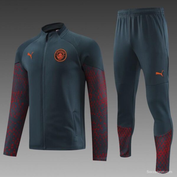 23/24 Manchester City Grey Full Zipper Jacket+Pants - Image 7