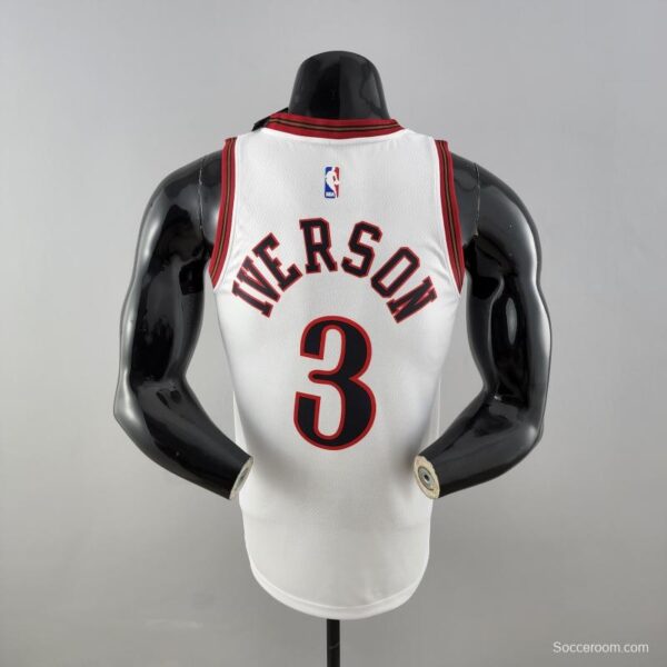 Retro Philadelphia 76ers Iverson #3 Big Meteor White NBA Jersey - Image 9