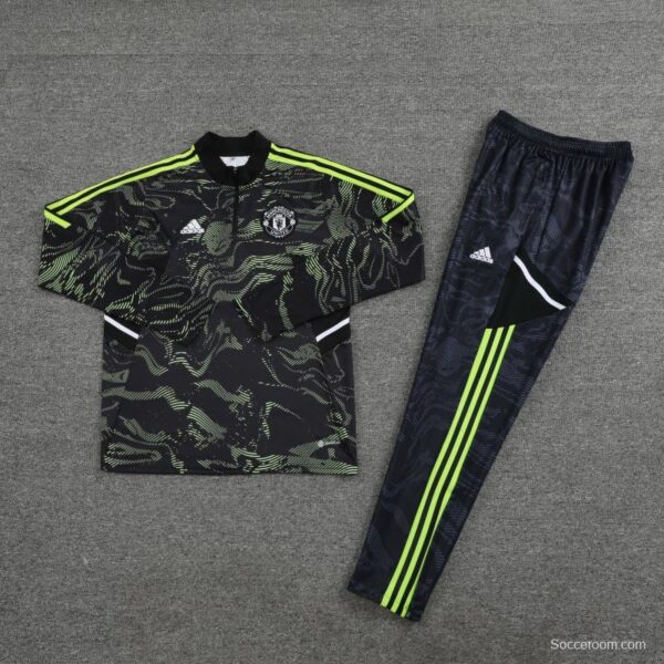 2023 Manchester United Dark Green Half Zipper Tracksuit - Image 17