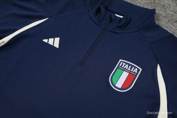 2023 Italy Navy Half Zipper Jacket +Pants - Image 2