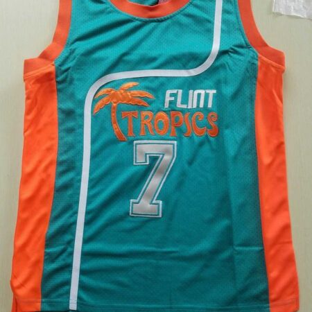 Flint Tropics 7 Coffee Black Basketball Jersey Semi Pro Team New