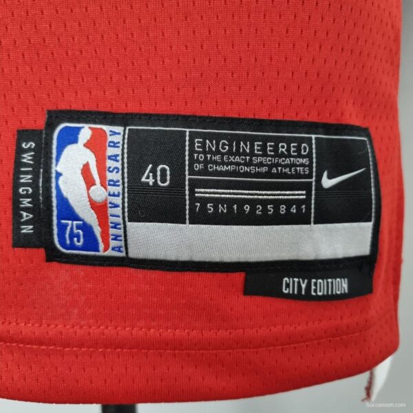 75th Anniversary 2022 Season Chicago Bulls BALL #2 City Edition Red NBA Jersey - Image 9