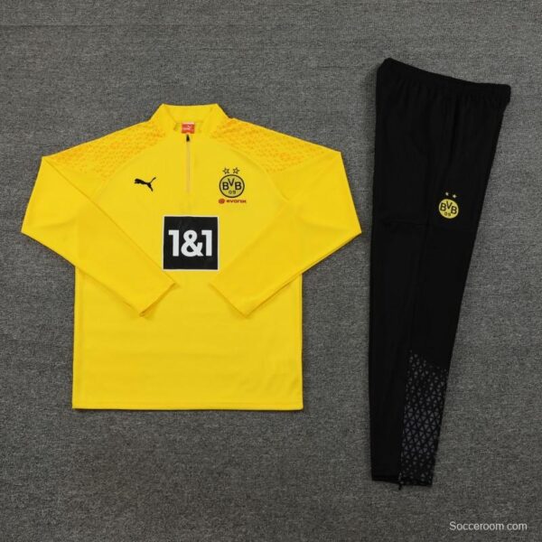 23/24 Borussia Dortmund Yellow Half Zipper Jacket+ Pants - Image 4