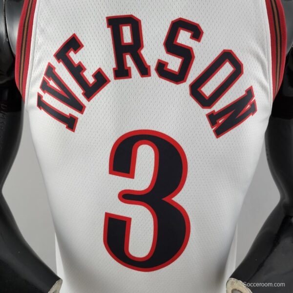 Retro Philadelphia 76ers Iverson #3 Big Meteor White NBA Jersey - Image 8