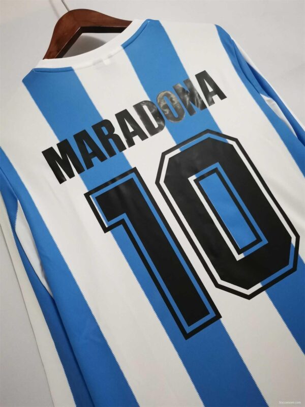 Retro 1986 Argentina Home Long Sleeve Jersey - Image 3