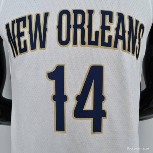 75th Anniversary New Orleans Pelicans Ingram #14 White NBA Jersey - Image 9