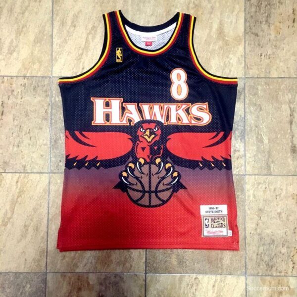 Men's Steve Delano Smith Black And Red Retro Classic Team Jersey - Image 2