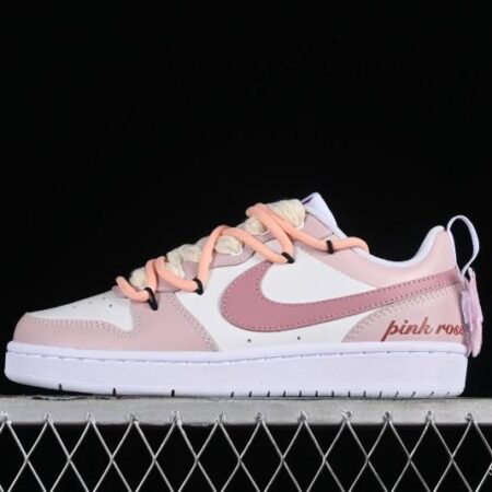 Nike Court Borough Rose Pink Customized  Non-Slip Wear-Resistant Low-Top Sneakers