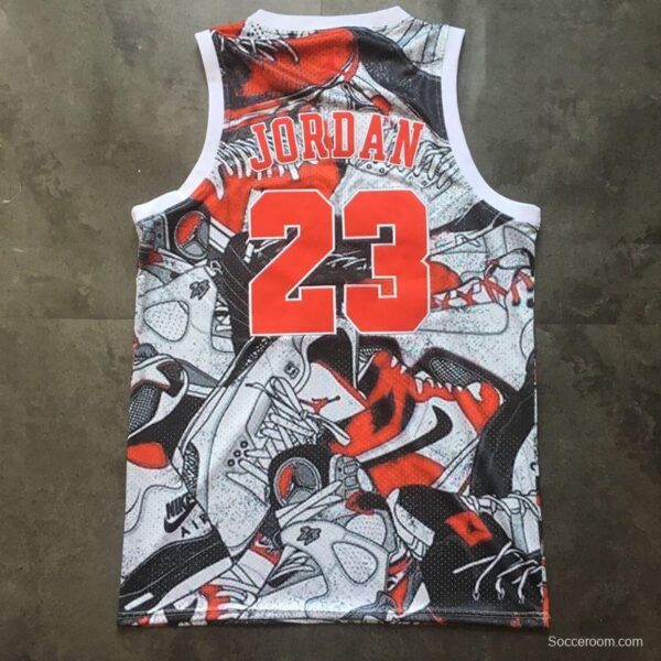 Men's Michael Jordan Gray And Red Retro Classic Team Jersey - Image 5