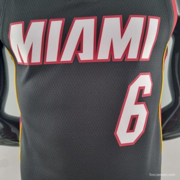75th Anniversary Miami Heat JAMES #6 Black NBA Jersey - Image 7