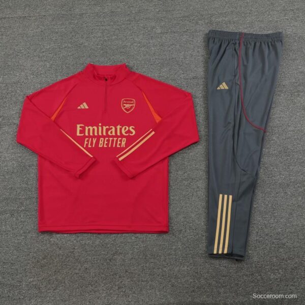 23/24 Arsenal Red Half Zipper Jacket+ Pants - Image 7