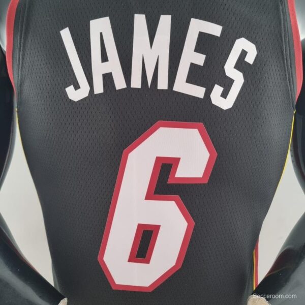 75th Anniversary Miami Heat JAMES #6 Black NBA Jersey - Image 9